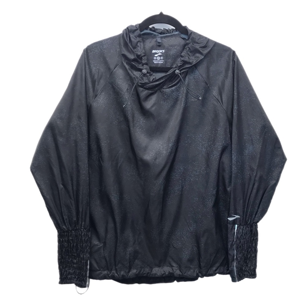 Brooks Women's M Lightweight Packable Hooded Running Jacket Black Adjustable.‎